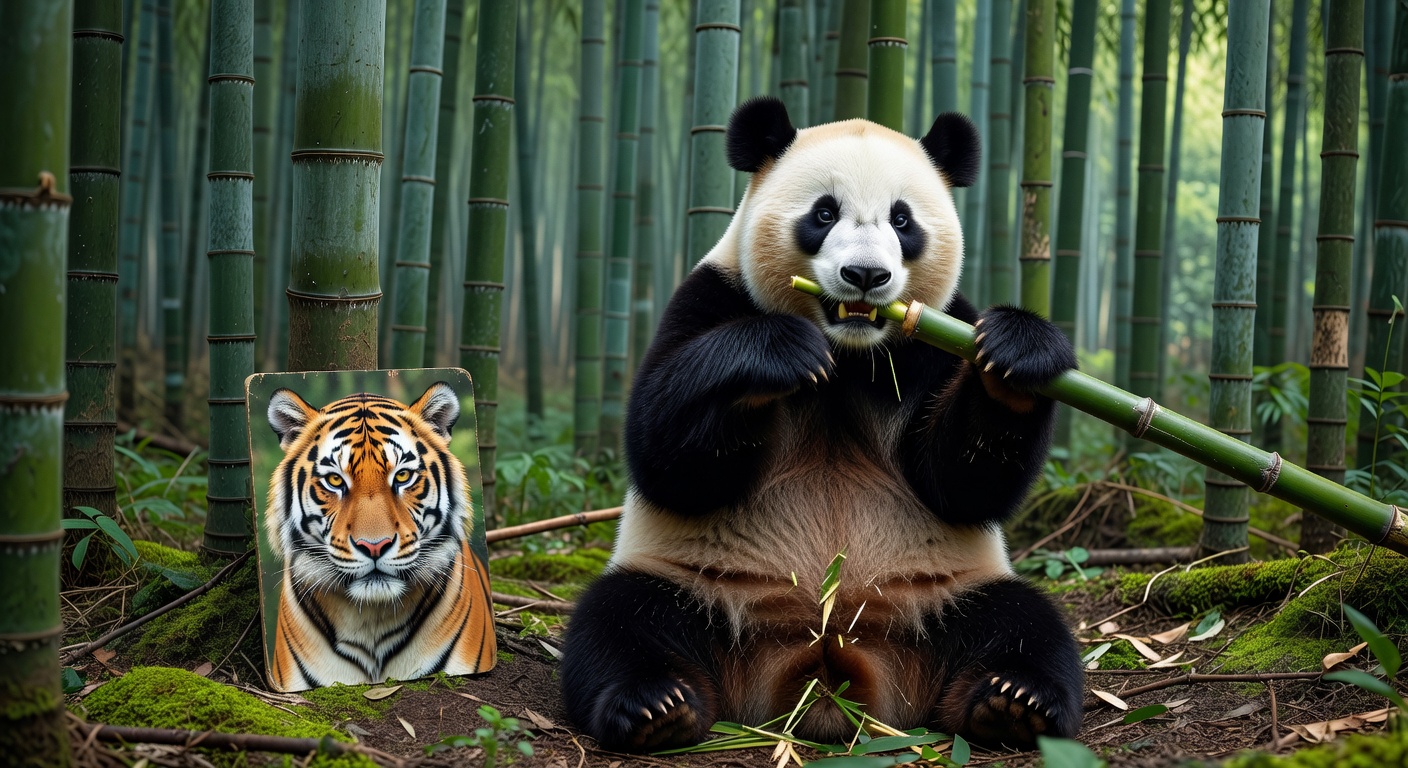 Giant Panda eating bamboo