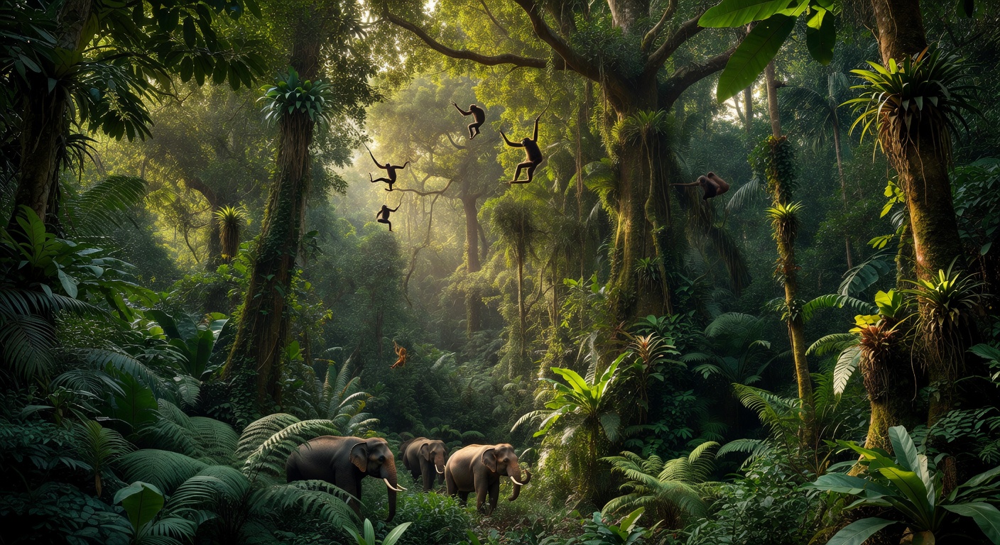 Thick, dense jungle canopy habitat